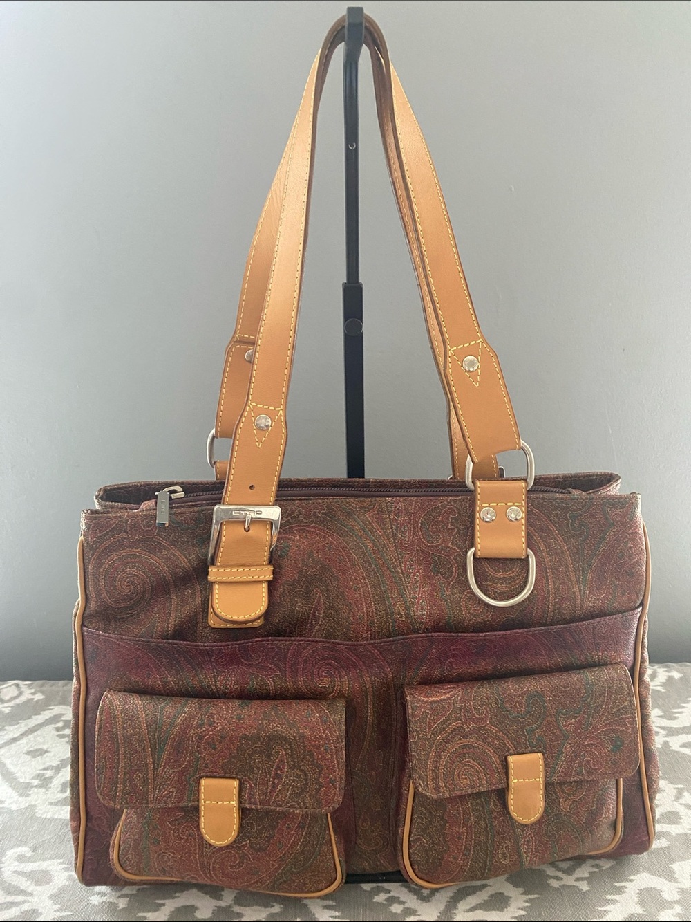 Error Bordeaux Paisley Tote Bag with Coated Canvas